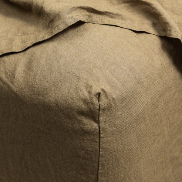 Linen Fitted Sheet, Olive Green