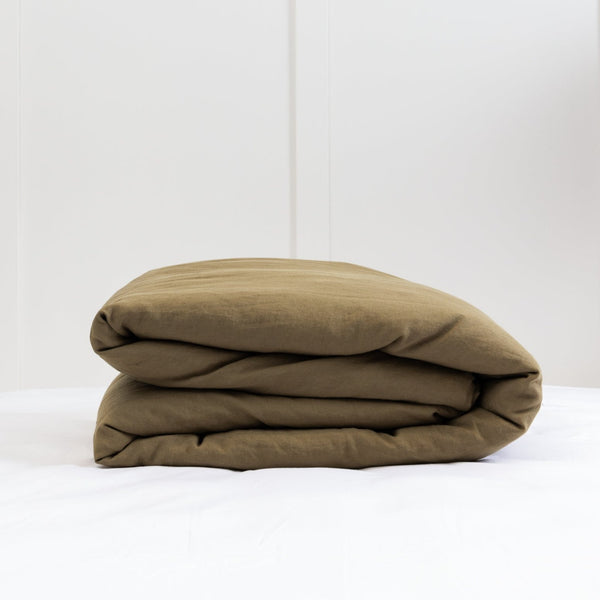 Linen Duvet Cover, Olive Green