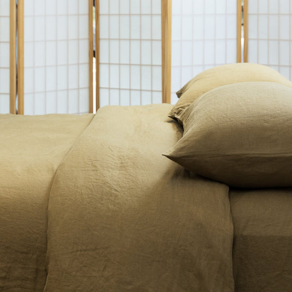Linen Duvet Set, Olive Green