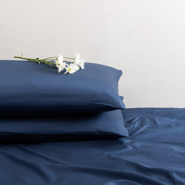 Hemstitch, Pillowcase Set, Navy