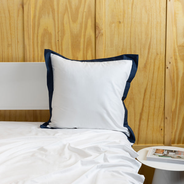 Serenity Euro Sham, White/Navy