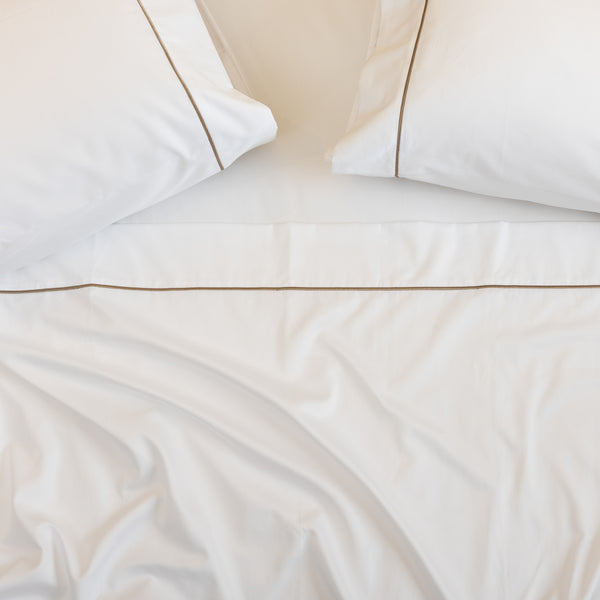 Five Star Collection, Sheet Set, White/Taupe