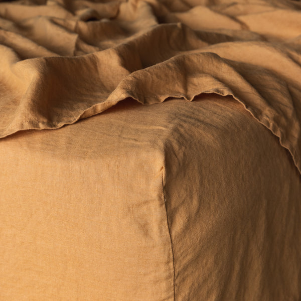 Linen Fitted Sheet, Clay