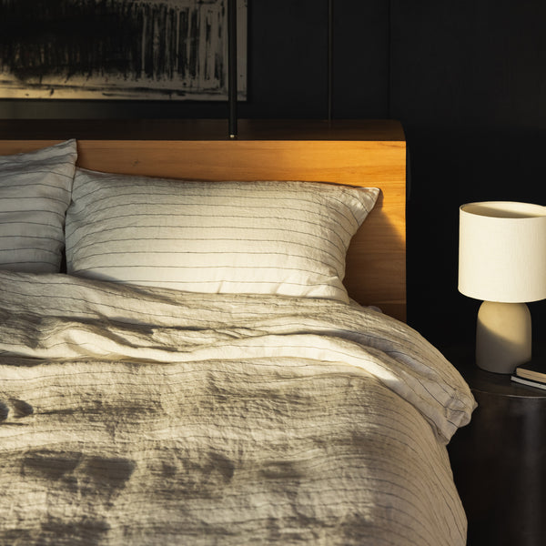 Linen Duvet Set, Pinstripe