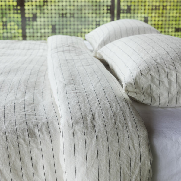 Linen Duvet Set, Pinstripe